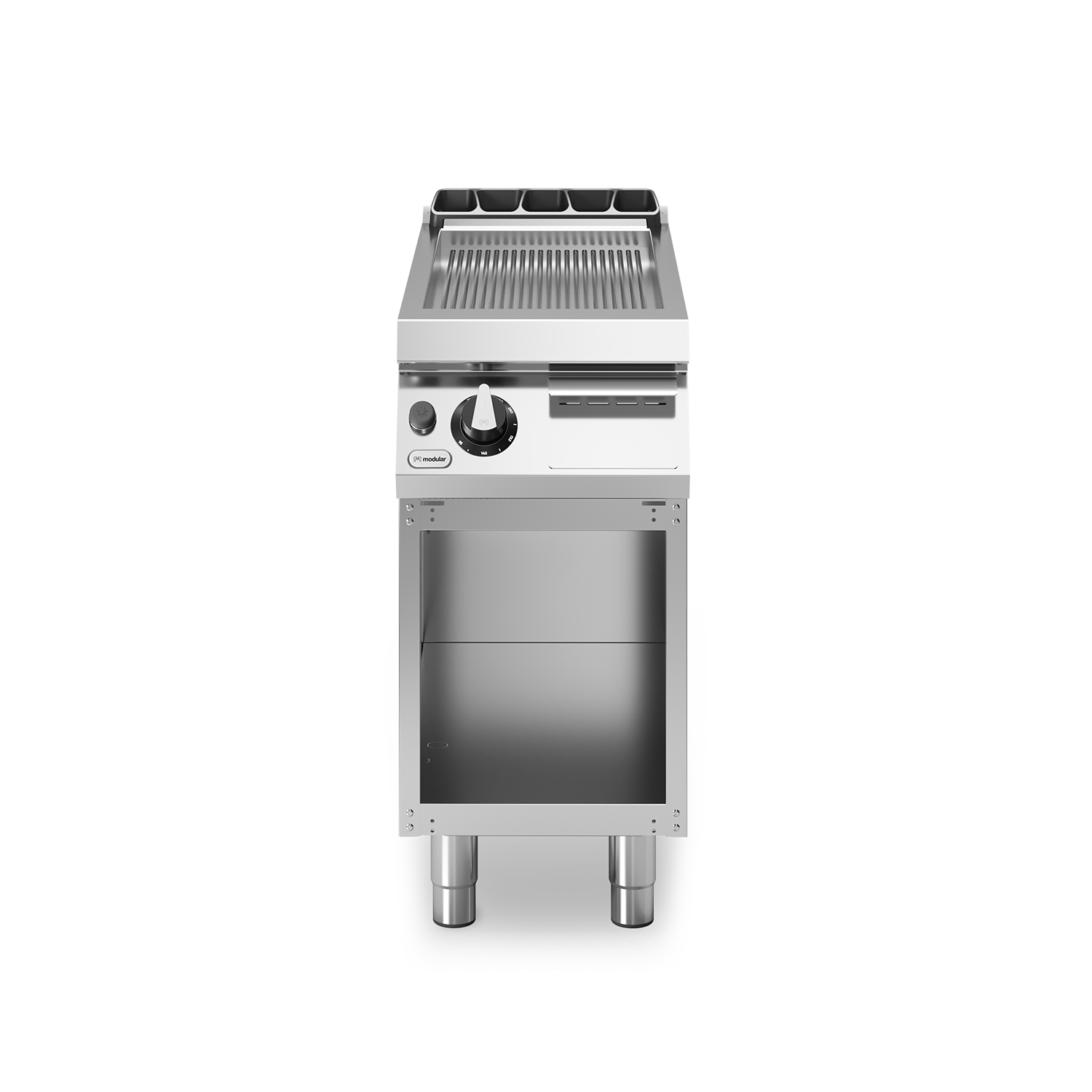 Plynový gril s chrómovanou drážkovanou platňou, model na otvorenej skrinke, ROC 70/40, 7 kW